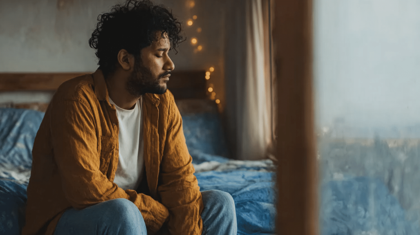 a man worried about sexual anxiety in marriage