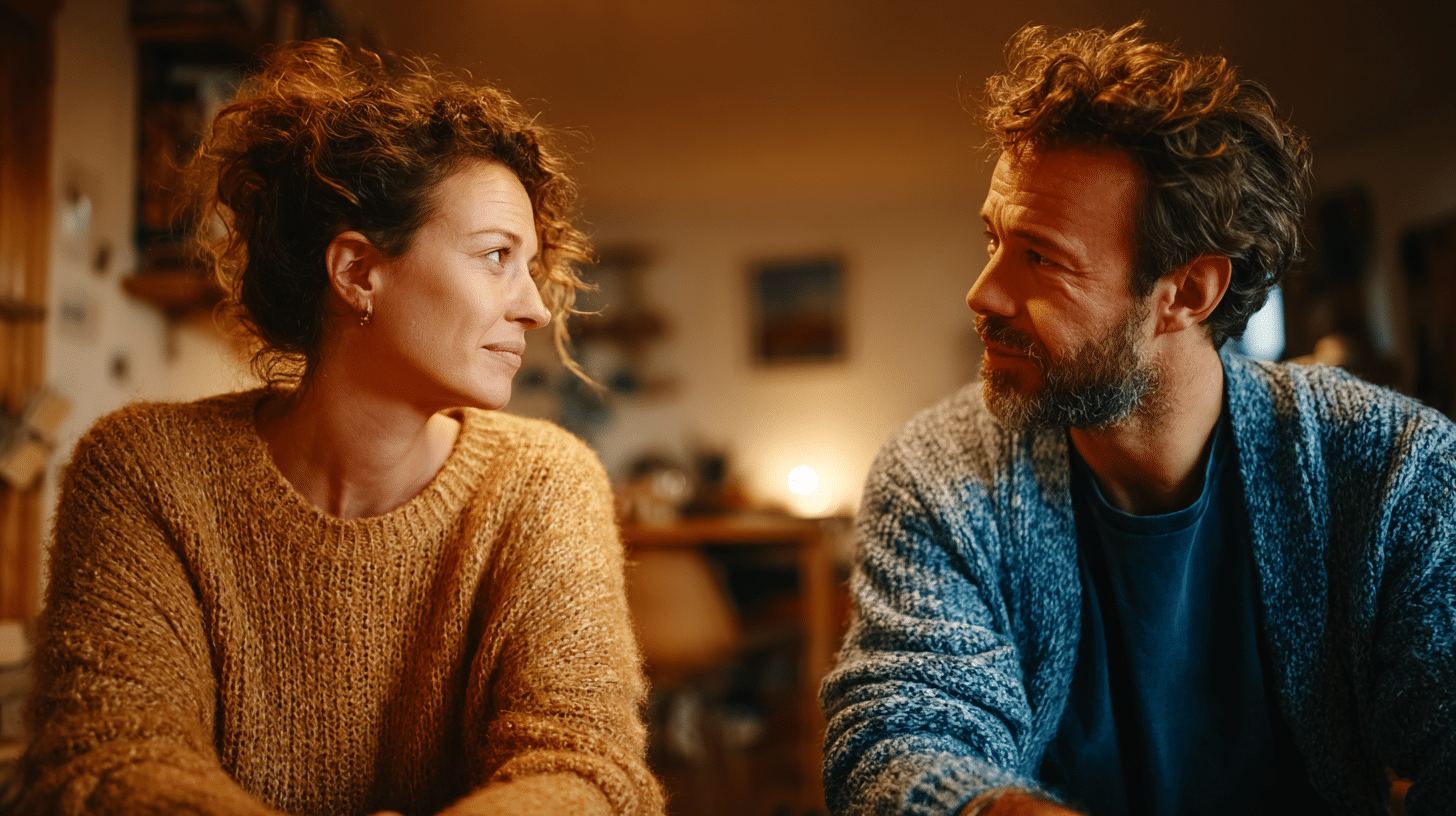 a couple talking about depression and how it's impacting their relationship