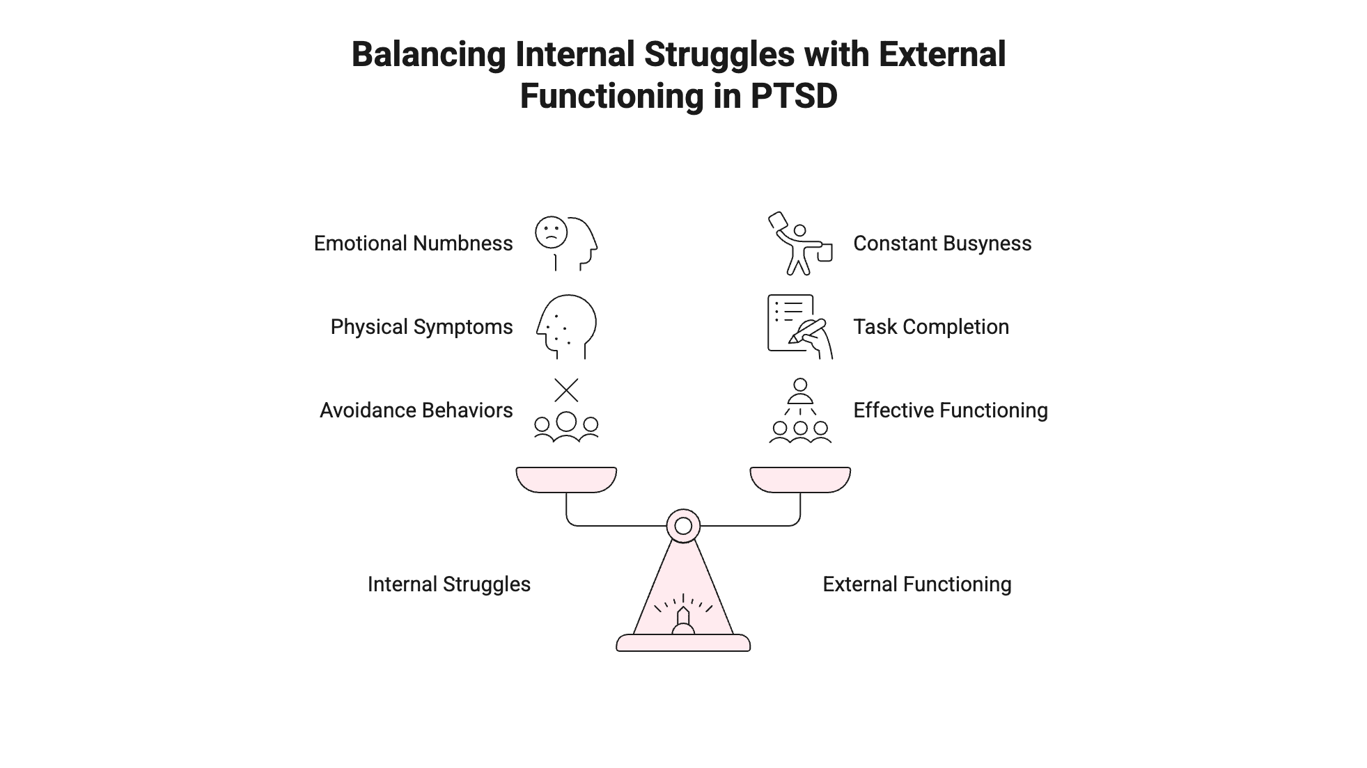 graphic showing common Symptoms of High-Functioning PTSD