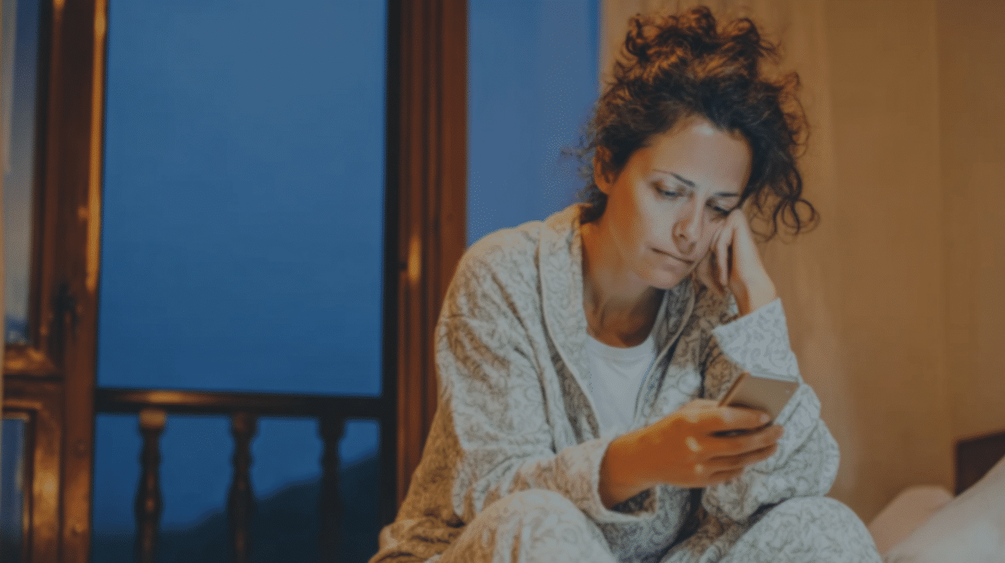 a woman looking up how to relieve anxiety and stress