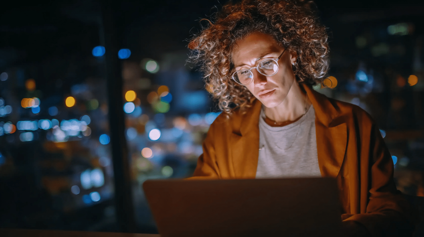 a woman in DC looking online for how to get help for anxiety and depression