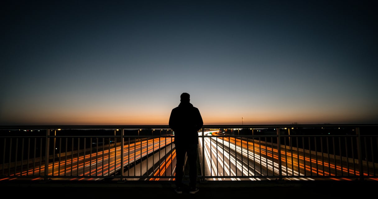 inferiority complex — abstract composition of a small form casting a disproportionately large shadow