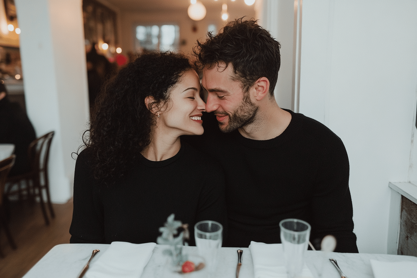 a couple sharing an intimate moment. 