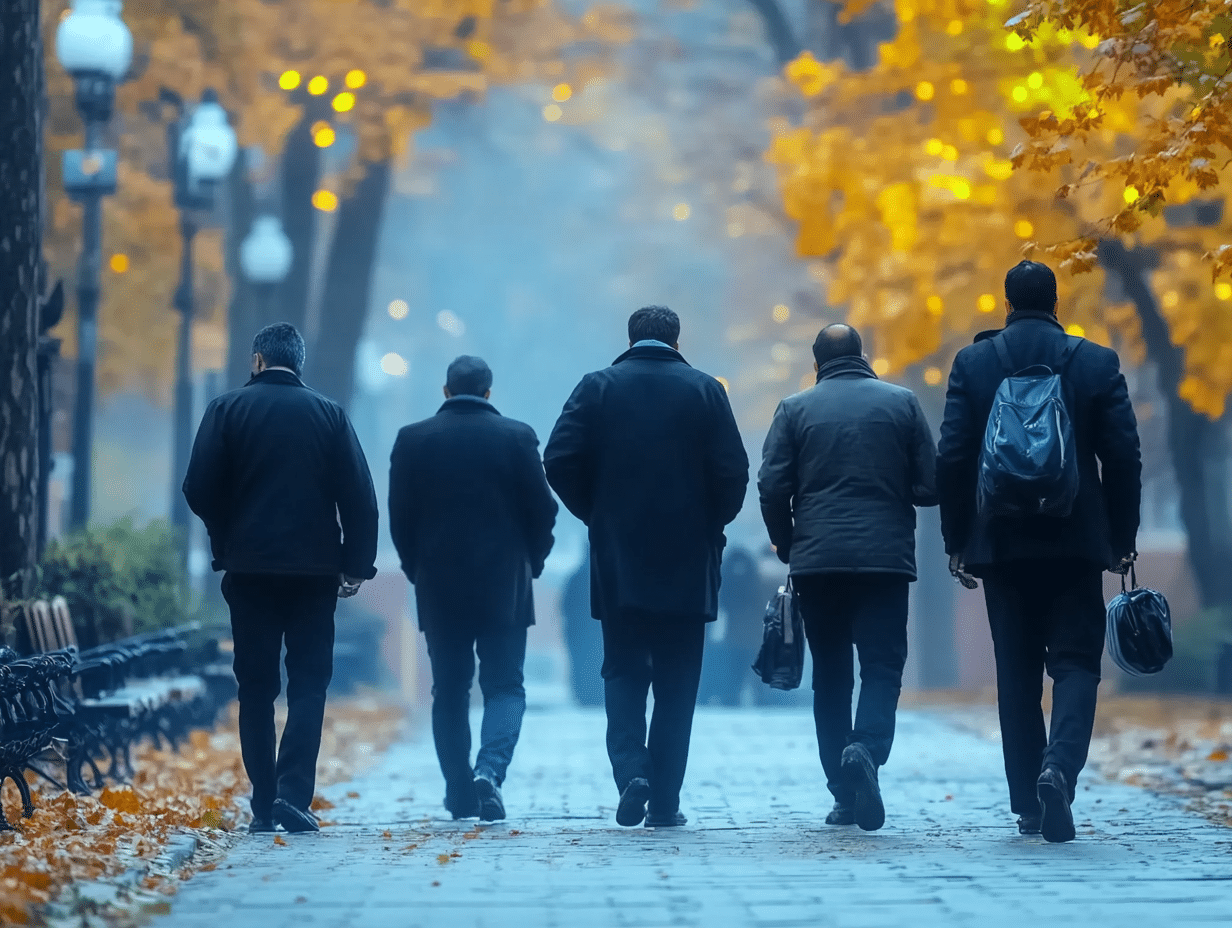 a group of men encouraging a friend to see therapy for his anxiety