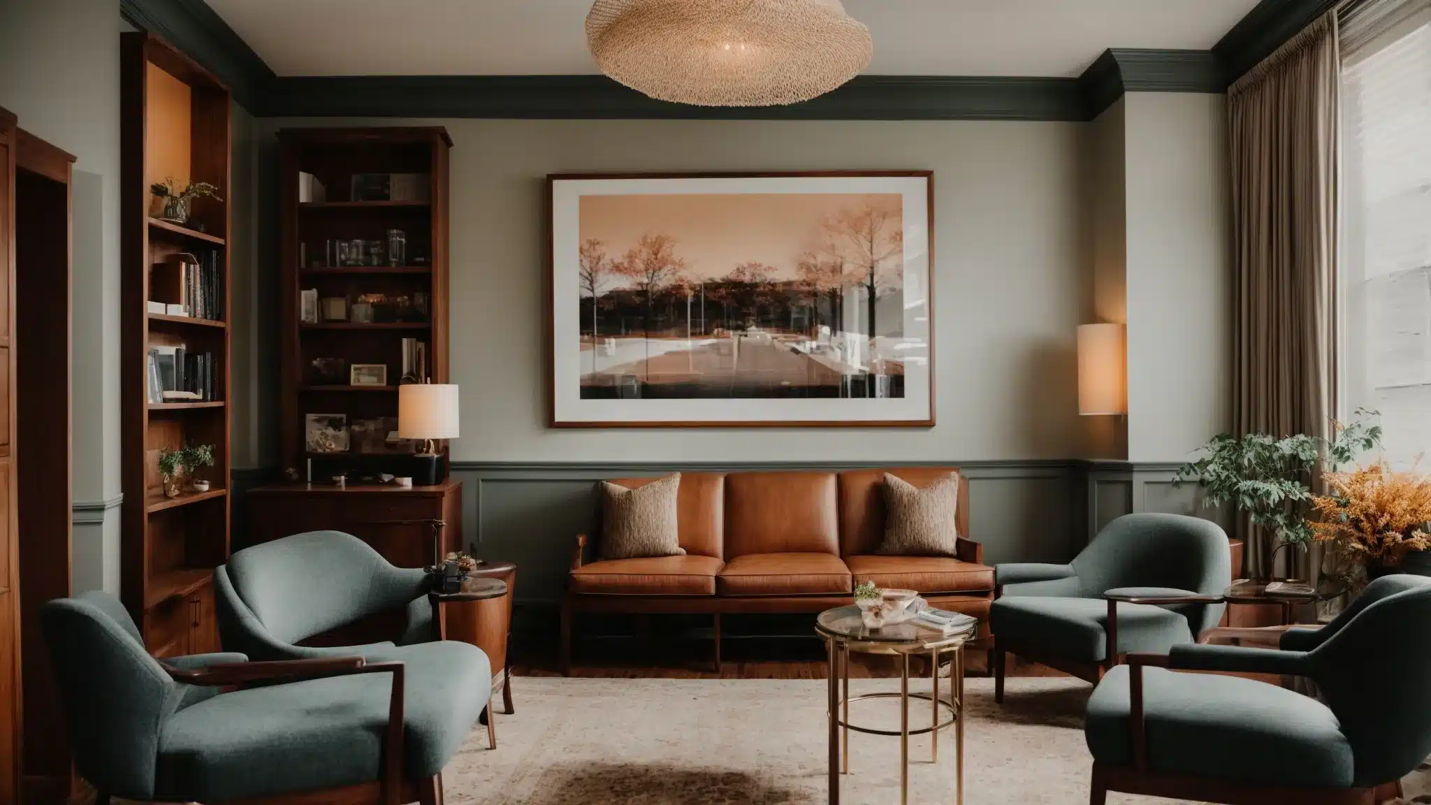 a welcoming therapist's office with cozy chairs and a warm, inviting decor, situated in washington dc.