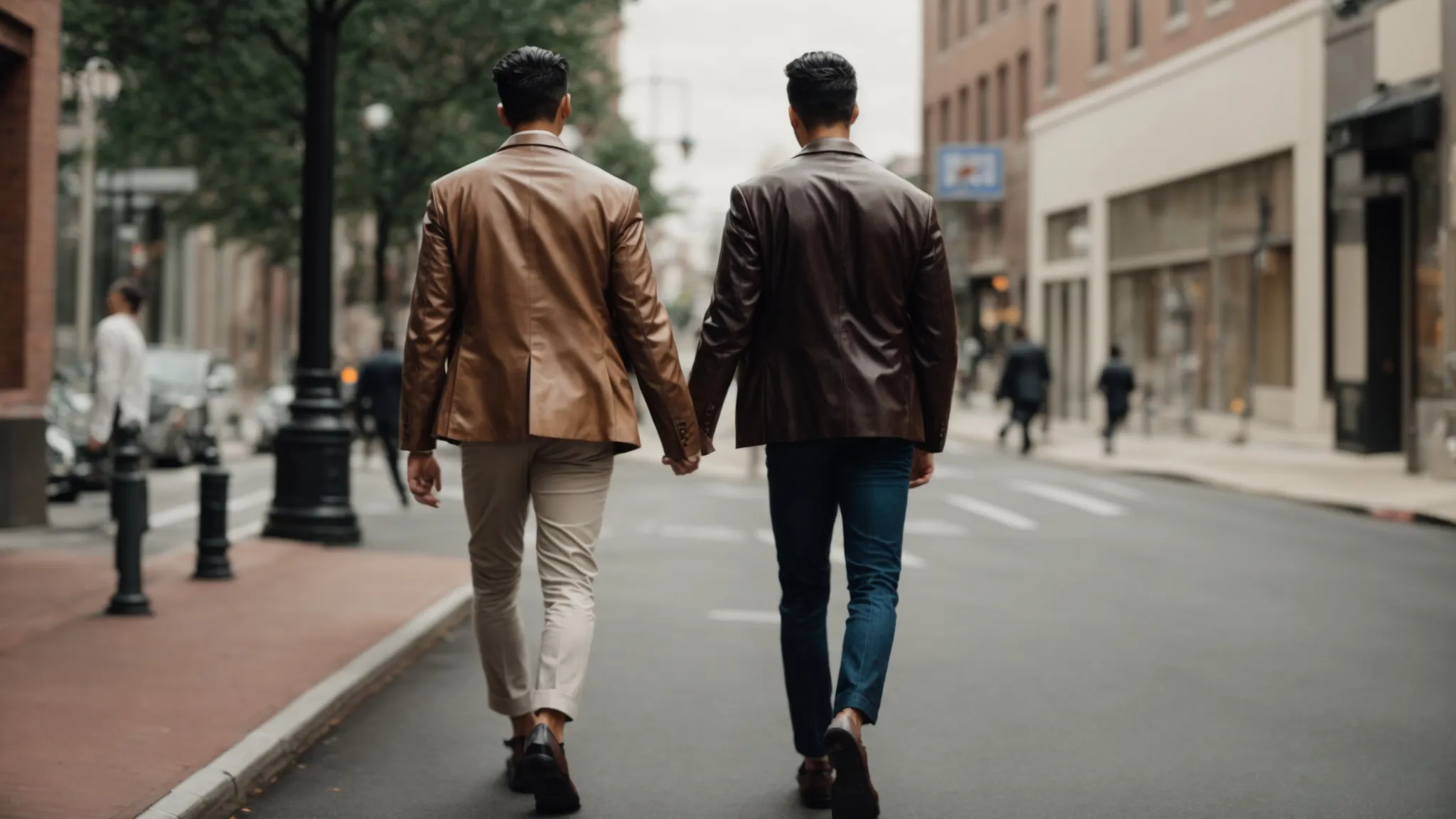 gay men walking down a street in Washington DC, holding hands
